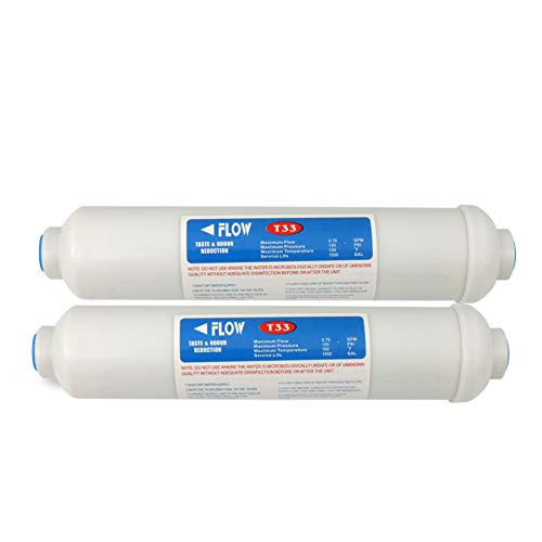 Post Activated Carbon Water Filter Replacement  5 Micron Inline Filter  10 inch Inline Carbon Filter Under Sink and Reverse Fits Most Reverse Osmosis Systems -2 Pack-