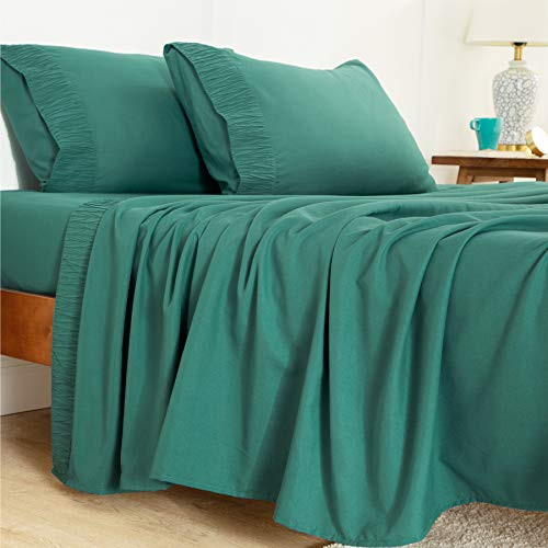 Bedsure Green Twin Sheets Set for Kids - Soft 1800 Bedding Microfiber Twin Sheets Set with Fitted Sheet, 3 Pieces Twin Size Sheet