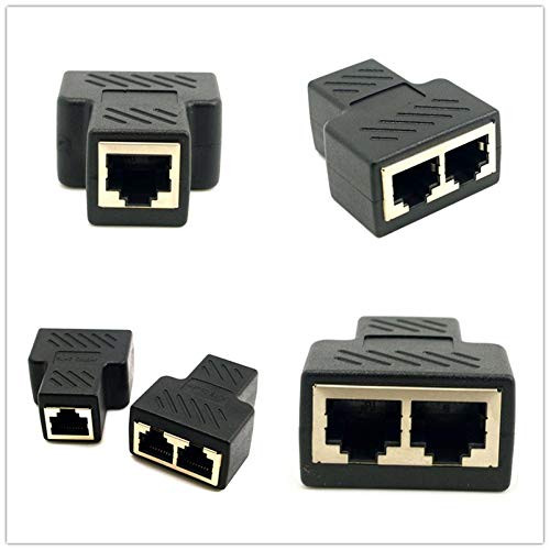 1 to 2 Ways RJ-45 Female LAN Ethernet Network Cable Female Splitter Connector Adapter for Laptop Docking Stations