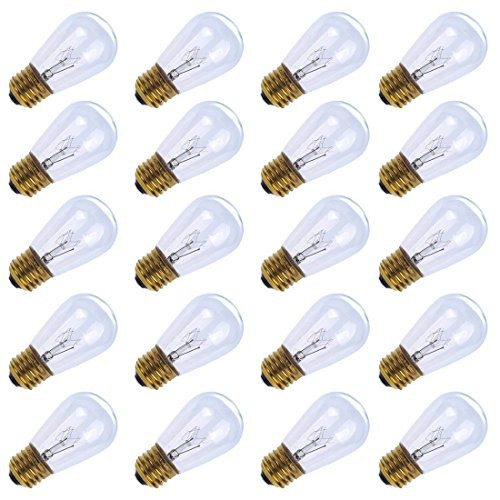 Pack Of 20 11S14/CL 11 Watt s14 Incandescent Clear, Light Bulb, Medium (E26) Standard Household Base