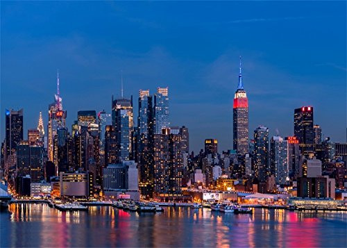 Leowefowa 10X8FT Seaside Cityscape Night View Backdrop Skyscraper Backdrops for Photography Interior Decoration Wallpaper Vinyl Photo Background Lover Wedding Studio Props