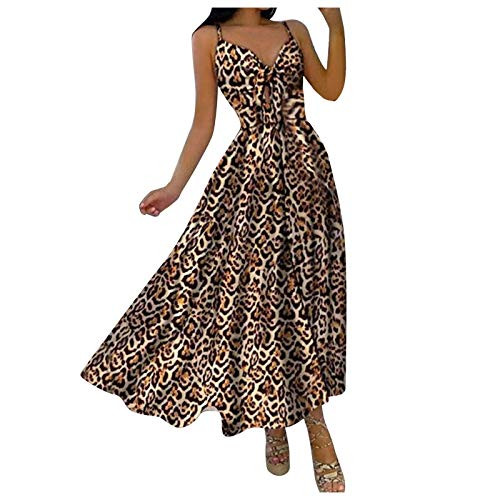 Womens Summer Floral Sundress V Neck Tie Front Spaghetti Strap Dresses Casual Beach Swing Long Dress Brown Womens Summer Floral Sundress V Neck Tie Front Spaghetti Strap Dresses Casual Beach Swing Long Dress Brown