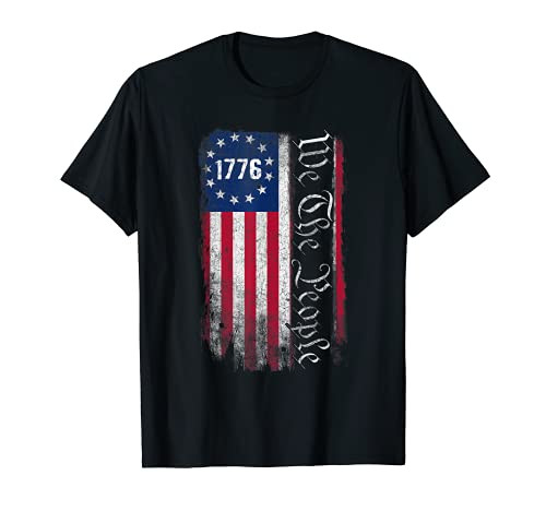 1776 We the People Betsy Ross 4th Of July American Flag Men T-Shirt