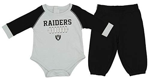 Outerstuff NFL Newborn Long Sleeve Creeper and Pants Set, Las Vegas Raiders 0-3 Months