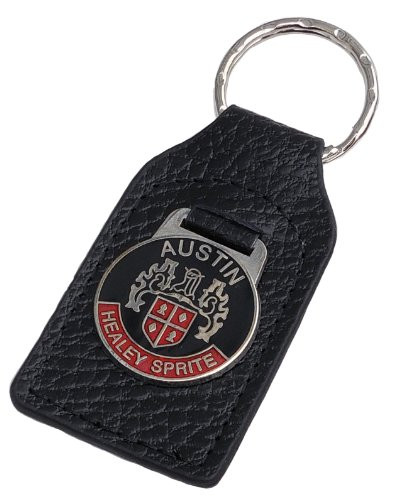 Triple-C Austin-Healey Sprite -Red- Leather and Enamel Key Ring Key Fob