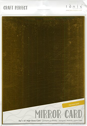 Tonic Studios 8.5" x 11" Mirror Glossy Cardstock -5 per Pack-, Gold
