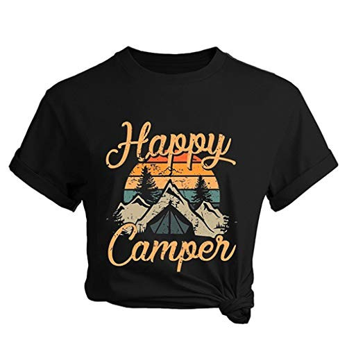 Women Happy Camper Shirts Graphic Tee Casual Happy Camper T-Shirt Short Sleeve Tops Funny Teen Girls -Black,XXXL- Women Happy Camper Shirts Graphic Tee Casual Happy Camper T-Shirt Short Sleeve Tops Funny Teen Girls -Black,XXXL-