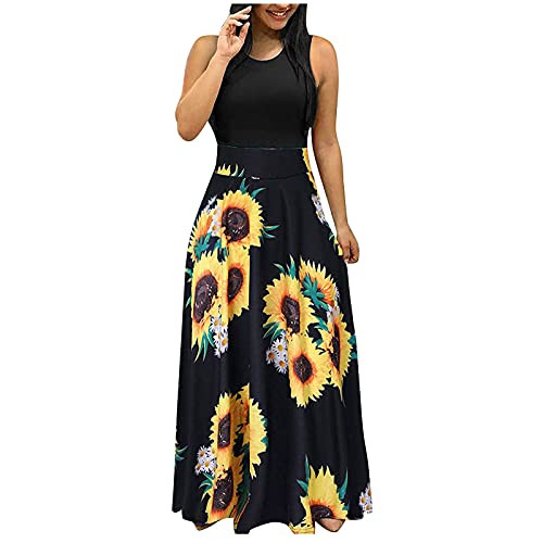 Casual Summer Dress for Women,U-Neck Sleeveless Striped Print Tank Dress Cocktail Party Club Sexy Slim Midi Dress