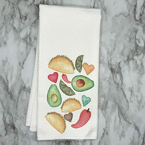 Taco Avocado Watercolor Waffle Weave Kitchen Towel Drying Cloth 16inch X 24inch White Taco Avocado Watercolor Waffle Weave Kitchen Towel Drying Cloth 16inch X 24inch White