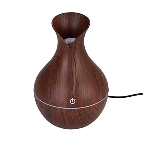 vce2tg 130ML USB Diffuser Silent Aroma Essential Oil Diffuser Ultrasonic Cool Mist Humidifier with LED Night Light for Home Office Dark wood grain