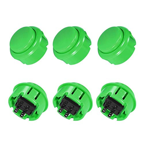 YeVhear 30mm Mounting Hole Push Button Switch Momentary Game for Arcade Video Games Green 6pcs