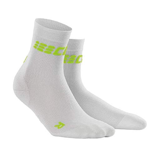 CEP Mens Crew Cut Performance Running Socks - CEP Ultralight -White/Green- V