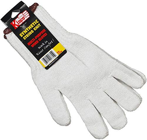 KINCO 1775-12PK-M Men's Heavy Weight Polyester/Cotton Blend String Knit Gloves, Medium, White -Pack of 12-