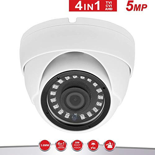 5MP Dome Security Camera,Anpvees Hybrid HD 1080P 4 in 1 TVI/CVI/CVBS/AHD Security Cameras, Waterproof Outdoor/Indoor Day & Night Vision 3.6mm Lens for CCTV Camera System-White (white-1pack)