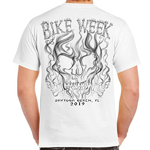 Biker Life Clothing 2019 Bike Week Daytona Beach Smoke Skull T-Shirt White
