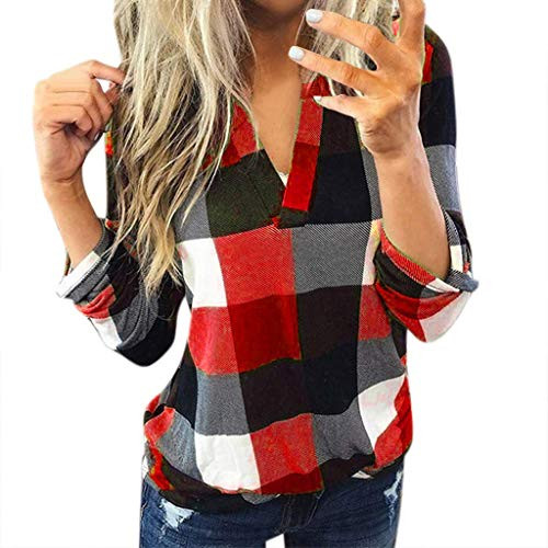 Sweaters for Women Cute Gubotare Womens Deep V Neck Wrap Sweaters Long Sleeve Waffle Knit Pullover Tops Shirts Red