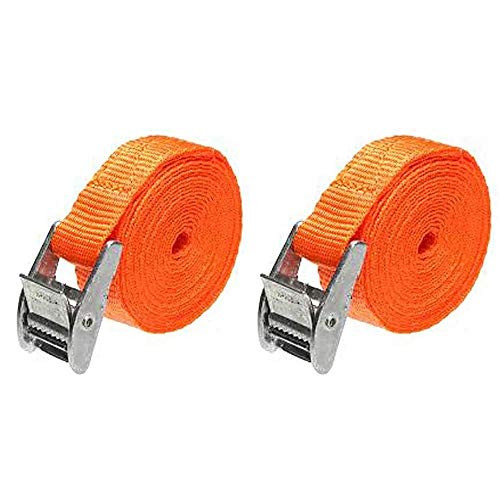 MroMax 1.5" Width x 16.4ft Length Lashing Straps Polypropylene Cam Buckle Lashing Straps 300Kg Load Cargo Tie Down Strap 38mm x 5M for Moving Cargo Orange Tone 1Pc