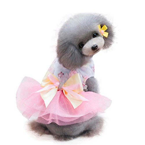 Howstar Pet Dress, Cute Dog Clothes Puppy Skirt Soft Doggy Costume Tutu Apparel Princess Dress -XS, Pink- Howstar Pet Dress, Cute Dog Clothes Puppy Skirt Soft Doggy Costume Tutu Apparel Princess Dress -XS, Pink-