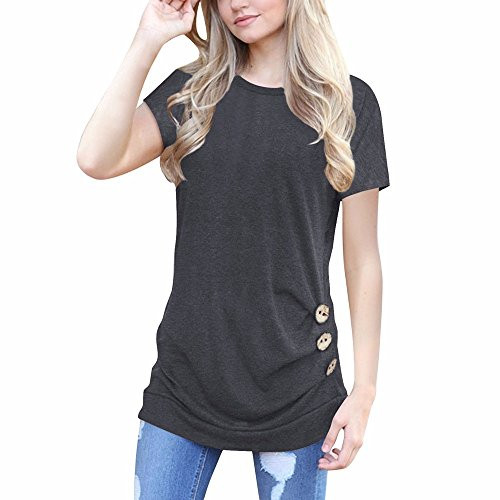 Summer Tops for Women Casual Floral Henley Tops Women Tunic Blouse Long Sleeve Button Casual T Shirt Deep Gray Summer Tops for Women Casual Floral Henley Tops Women Tunic Blouse Long Sleeve Button Casual T Shirt Deep Gray
