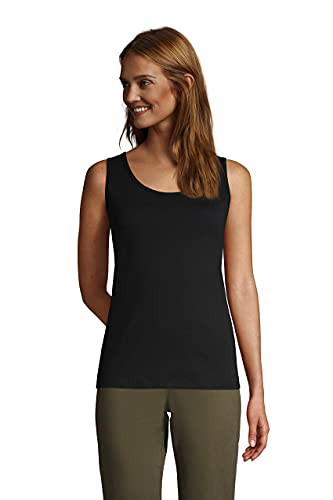 Lands' End Women s Cotton Tank Top Black Regular X-Small