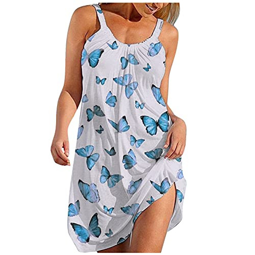Jumaocio Womens Summer Casual Dresses Tropical Print Halter Backless Maxi Dress Sexy Sleeveless Beach Dress-White,XL-