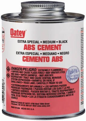 Oatey 30918TV ABS Extra Special Medium Bodied Cement, 16 oz Can, Black -Case of 24-