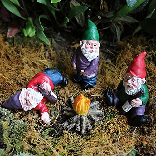 asxcaq Mini Garden Gnome Figurines Resin Fairy Garden Funny Miniature Gnomes Elf Figure Micro Garden Dwarf Kit for Terrarium