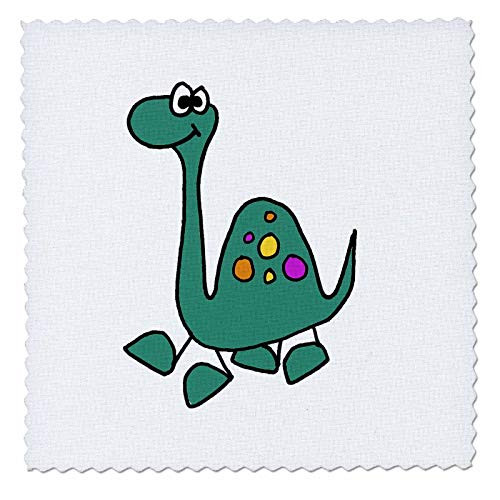 3dRose Funny Cute Blue Brontosaurus Dinosaur Stick Figure - Quilt Squares -qs-338232-2-