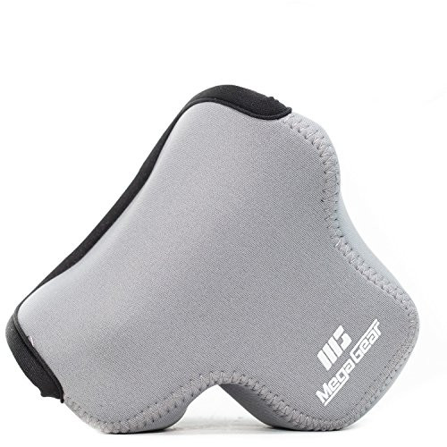MegaGear Olympus PEN E-PL9, E-PL8 Ultra Light Neoprene Camera Case, with Carabiner - Gray - MG1018