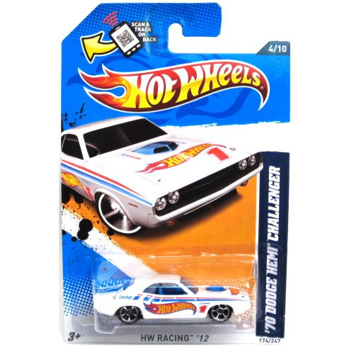 Hot Wheels 2012 HW Racing 1970 Dodge Hemi Challenger White Hot Wheels 2012 HW Racing 1970 Dodge Hemi Challenger White