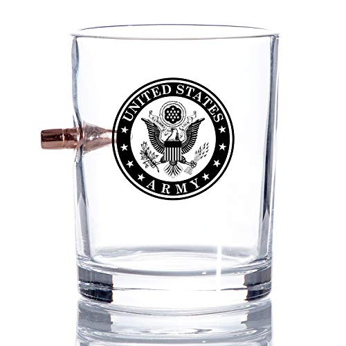 Army Bullet Old Fashion US Army Whiskey Rocks Glass  Hand Blown - Veteran Owned SMALL Business