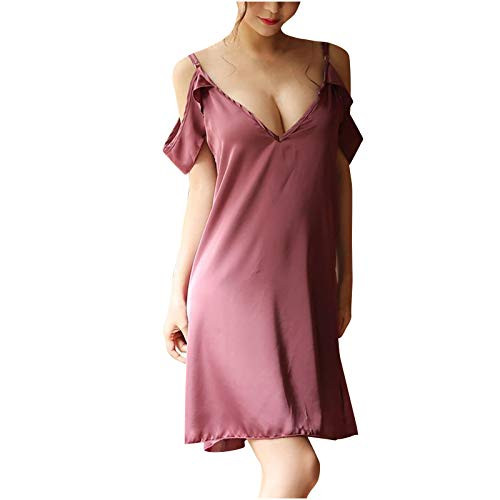 Sexy Sleepwear for Women Satin Lingerie Chemise Slip Nightgown V-Neck Dress Sexy Sleepwear for Women Satin Lingerie Chemise Slip Nightgown V-Neck Dress