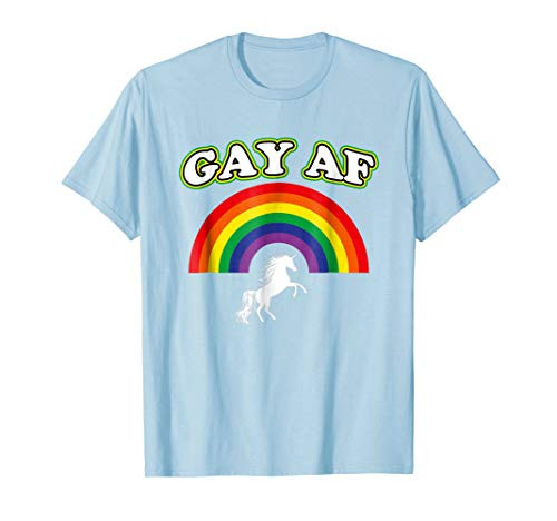 Gay Pride T-shirt - GAY AF Shirt With Rainbow And Unicorn