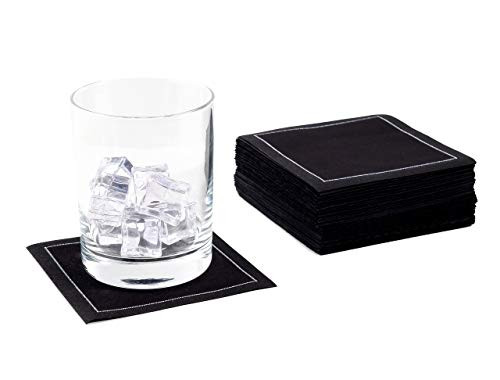 Signature Napkins CO11-201 4.5" x 4.5" Reusable 100% Cotton Cocktail Napkin, 100-Pack, Black