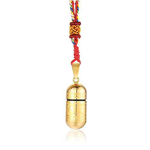 INRENG Stainless Steel Om Mani Padme Hum Buddhist Mantra Prayer Wheel Meditation Pendant Keepsakes Cremation Urn Necklace, Gold INRENG Stainless Steel Om Mani Padme Hum Buddhist Mantra Prayer Wheel Meditation Pendant Keepsakes Cremation Urn Necklace, Gold
