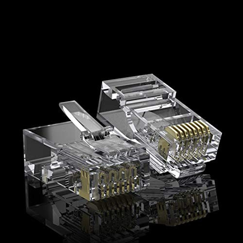 CAT6A RJ-45 Pass Through Connectors, CAT6A Ethernet Jack Modular UTP Plug Connector with Flexible Latch, 100-Pack
