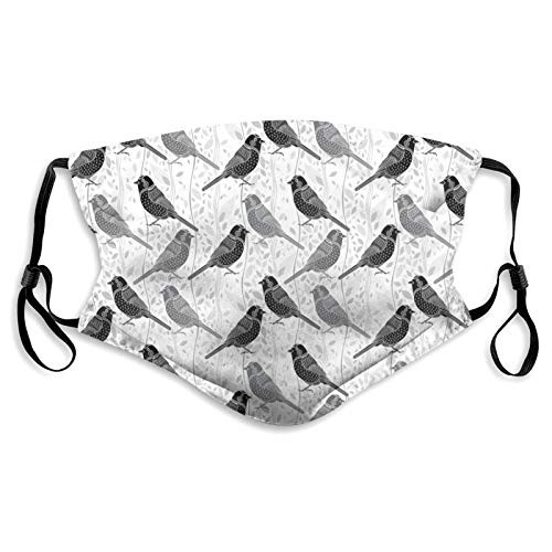 Bird Figures with Ornate Patterns On Wavy Vertical Lines and Leaves,Mouth Face Mask Anti Breathable Filter Dust Absorb Sweat Washable Reusable Masks for Cycling Camping Ski Travel Outdoor Bird Figures with Ornate Patterns On Wavy Vertical Lines and Leaves,Mouth Face Mask Anti Breathable Filter Dust Absorb Sweat Washable Reusable Masks for Cycling Camping Ski Travel Outdoor