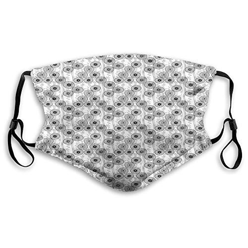 Comfortable Printed mask,Simplistic Drawn Wagon Wheel Figures on Twiggy Lines?Windproof Facial decorations for man and woman