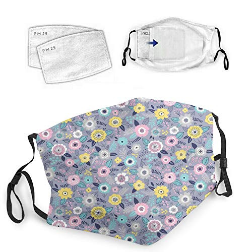 Drawn Cartoon Style Fantastic Colorful Flower Figures with Leaves and Buds Mouth Face Mask Anti Breathable Filter Dust Absorb Sweat Washable Reusable Masks for Cycling Camping Ski Travel Outdoor Drawn Cartoon Style Fantastic Colorful Flower Figures with Leaves and Buds Mouth Face Mask Anti Breathable Filter Dust Absorb Sweat Washable Reusable Masks for Cycling Camping Ski Travel Outdoor