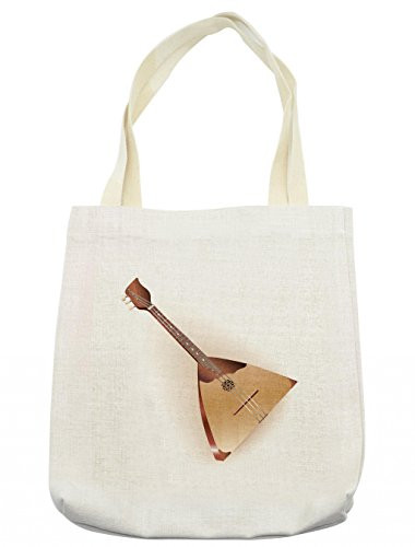 Lunarable Balalaika Tote Bag, Russian Instrument with Characteristic Triangular Body and 3 Strings, Cloth Linen Reusable Bag for Shopping Books Beach and More, 16.5" X 14", Cream