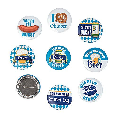 Fun Express - Oktoberfest Party Buttons -24pc- for Party - Jewelry - Pins - Novelty Buttons - Party - 24 Pieces