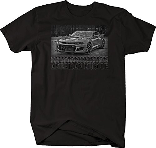 Bold Imprints Retro American Muscle Racing Camaro ZL1 Racing Horsepower T Shirt for Men 2XL Black