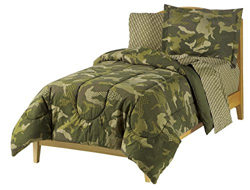 Dream Factory Geo Camo Army Boys Comforter Set, Green, Full
