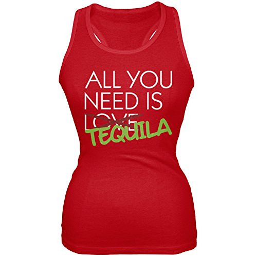 All You Need is Tequila, Not Love Red Juniors Soft Tank Top - X-Large