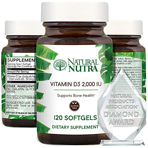 Natural Nutra Vitamin D3 Supplement, 2000 IU, 120 Softgels