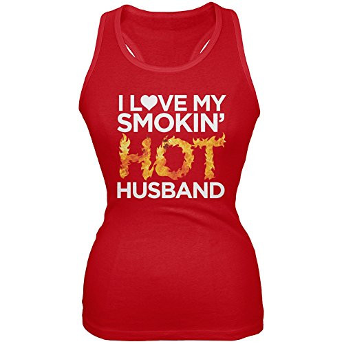 I Love My Smokin Hot Husband Red Juniors Soft Tank Top - X-Large