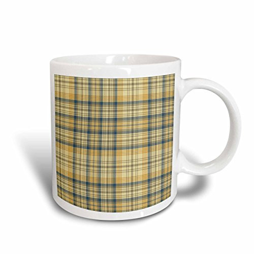3dRose Yellow and Gray large plaid pattern Mug, 11 oz, Ceramic
