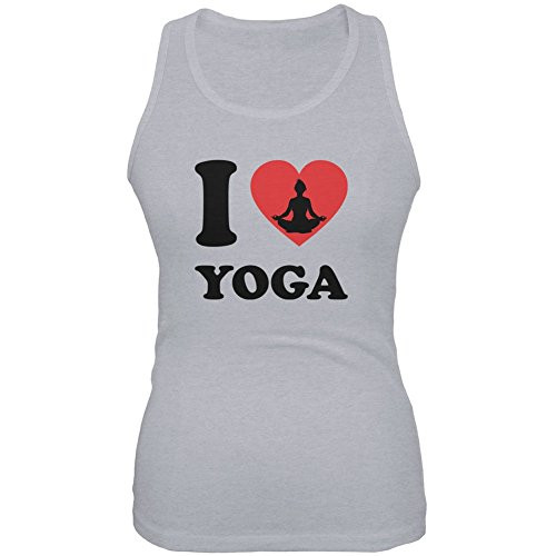 I Heart Love Yoga Heather Grey Juniors Soft Tank Top - X-Large