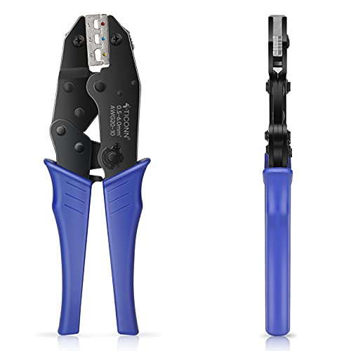 TICONN Crimping Tool for Heat Shrink Connectors - Ratcheting Wire Crimper - Crimping Pliers - Ratchet Terminal Crimper - Wire Crimp Tool -30J- TICONN Crimping Tool for Heat Shrink Connectors - Ratcheting Wire Crimper - Crimping Pliers - Ratchet Terminal Crimper - Wire Crimp Tool -30J-