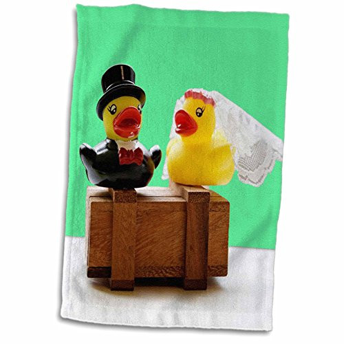 3D Rose Yellow Ducky Wedding Couple TWL-212988-1 Towel, 15" x 22"